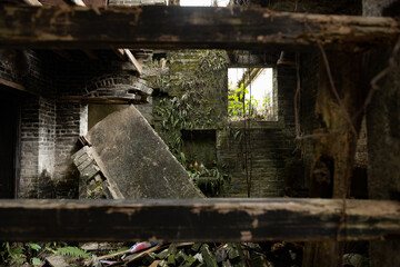 abandoned house in day time at horizontal composition