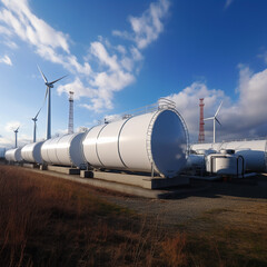 Wind turbine facility and hydrogen energy storage gas tank.