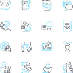 Holding firm linear icons set. Diversified, Investments, Portfolio, Acquisitions, Growth, Stability, Asset management line vector and concept signs. Stockholder,Holding company,Consolidation outline