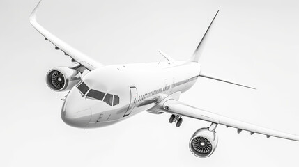 Isolated White Passengers Commercial Airplane Flying On Isolated White Background. Generative Ai