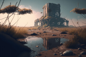 Post-apocalypse: The End of the World. The terribly ruined landscape | Generative AI Production