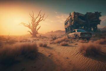 Post-apocalypse: The End of the World. The terribly ruined landscape | Generative AI Production