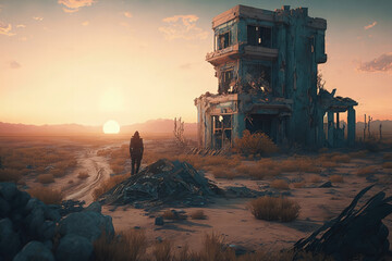 Post-apocalypse: The End of the World. The terribly ruined landscape | Generative AI Production