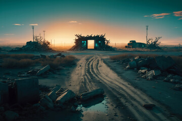 Post-apocalypse: The End of the World. The terribly ruined landscape | Generative AI Production