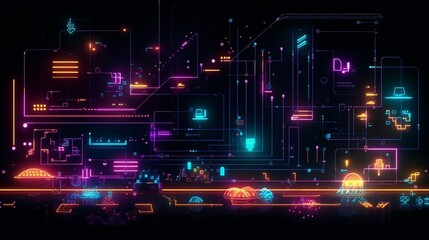 inspired by retro-arcade game concept art. generative AI