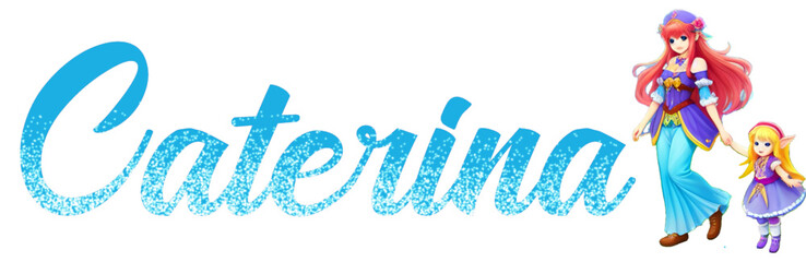 Caterina - lite blue color with glitter - glitter female italian name with Girl - great for website, email, presentation, greeting, banner, postcard, book, t-shirt, sweatshirt

