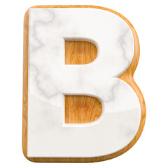 3d font letter B wood alphabet