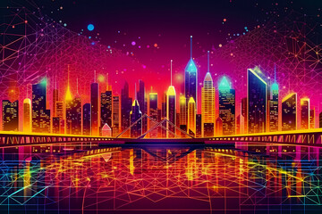 Fototapeta na wymiar Experience the future of networking with Metaverse City Data clipart. This cyber-inspired design blends technology, futuristic aesthetics, and network-themed elements.