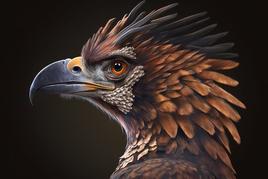 Side profile of a kasuari bird's head, close up kasuari head closeup Generative AI