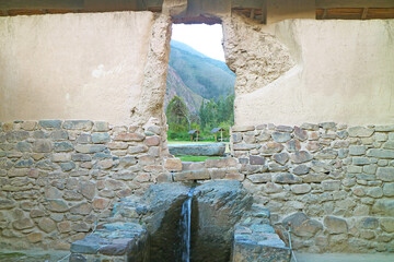 The Fountain of the Water Temple at Ollantaytambo Archaeological Site, Urubamba, Cusco, Peru, South America