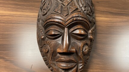 Fototapeta na wymiar Hand-carved wooden mask