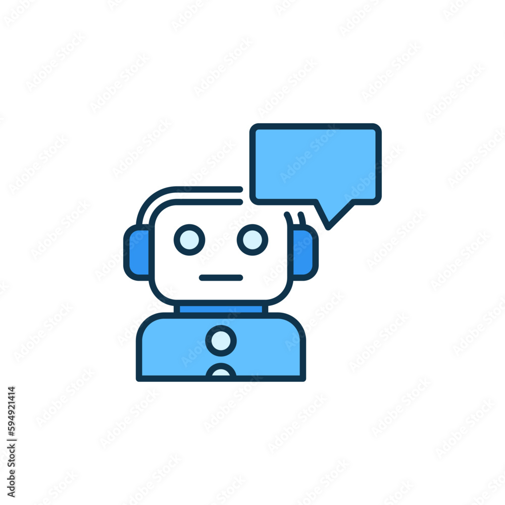 Poster chatbot with speech bubble vector communication technology colored icon
