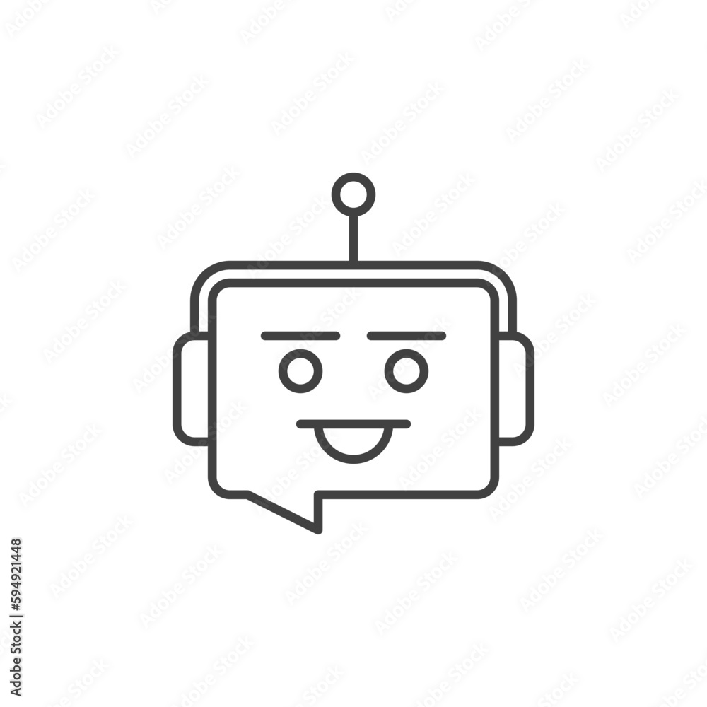 Poster speech bubble chatbot vector concept icon in outline style