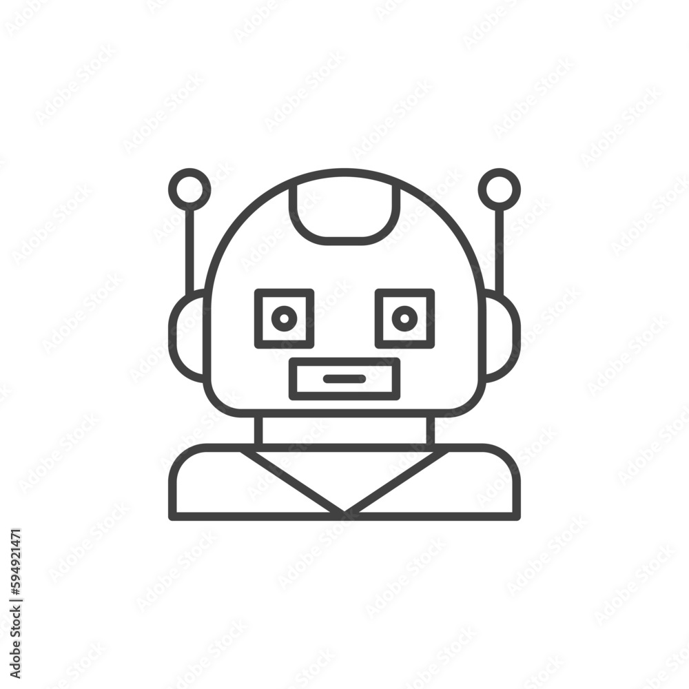 Poster funny chatbot robot vector concept linear icon