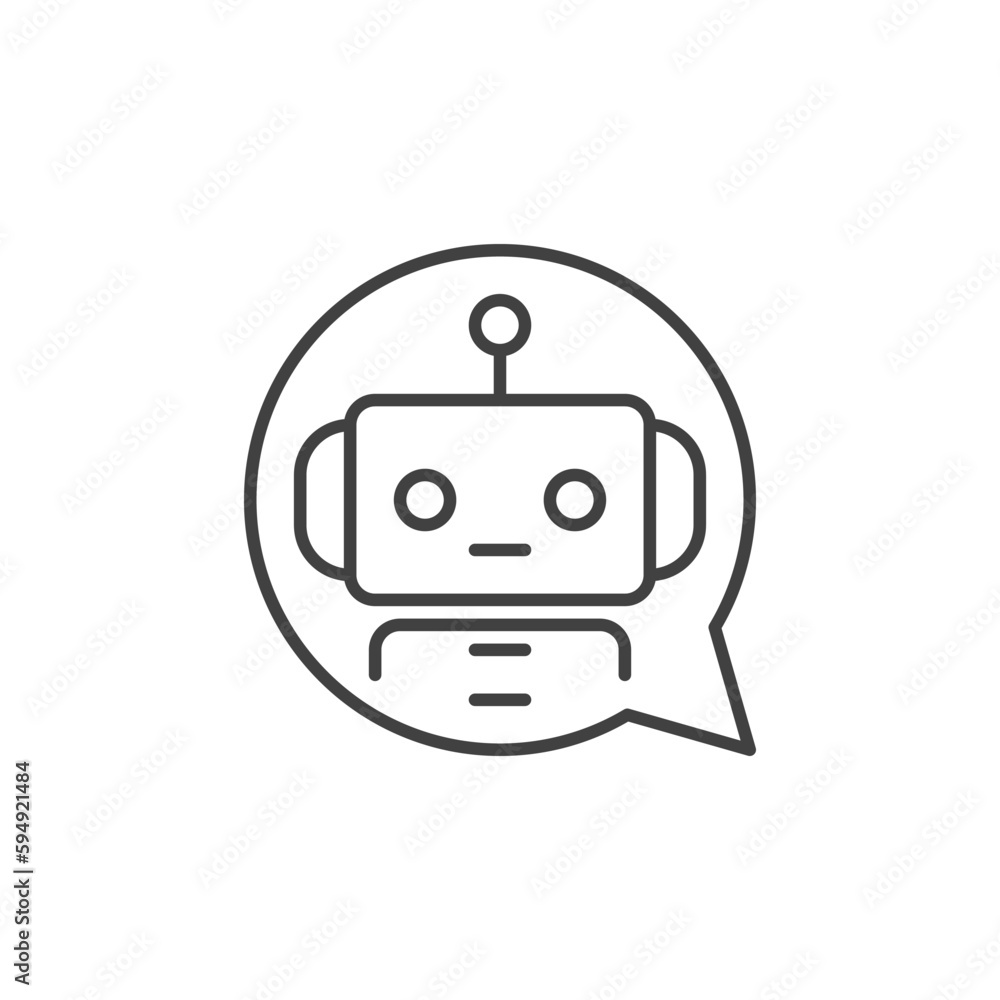Poster round speech bubble with chatbot vector concept outline icon