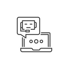 Laptop with Chatbot vector Online Support Service concept line icon