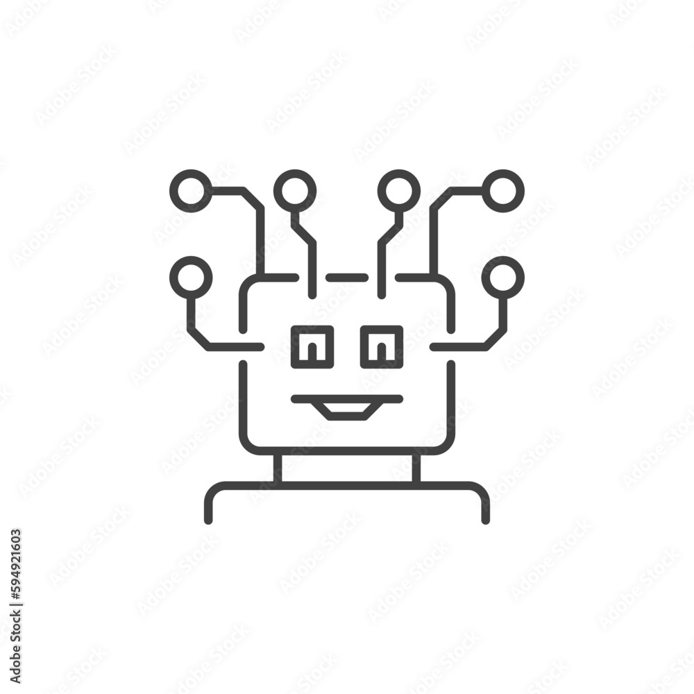 Aufkleber ai robot head vector artificial intelligence concept thin line icon