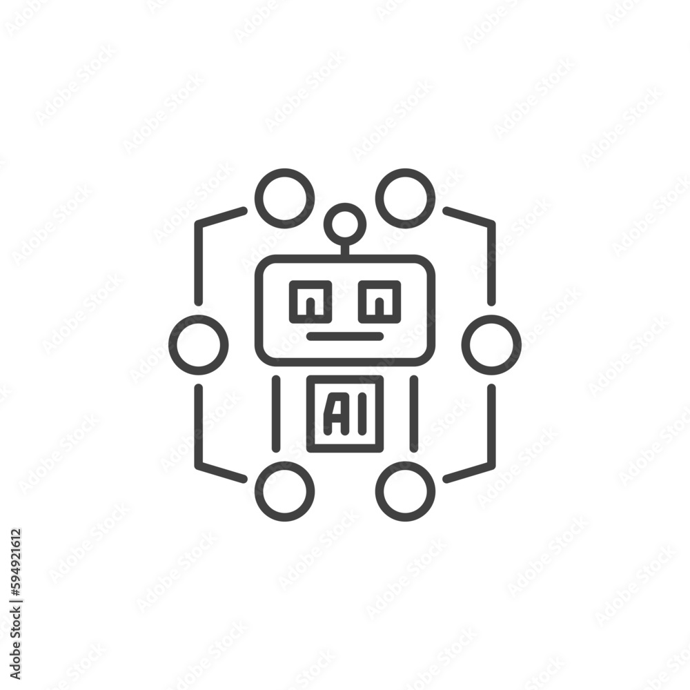 Poster ai robot vector artificial intelligence concept minimal line icon or sign