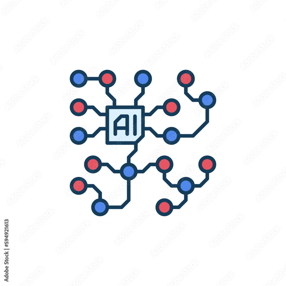 Poster artificial intelligence circuits concept ai vector colored modern icon