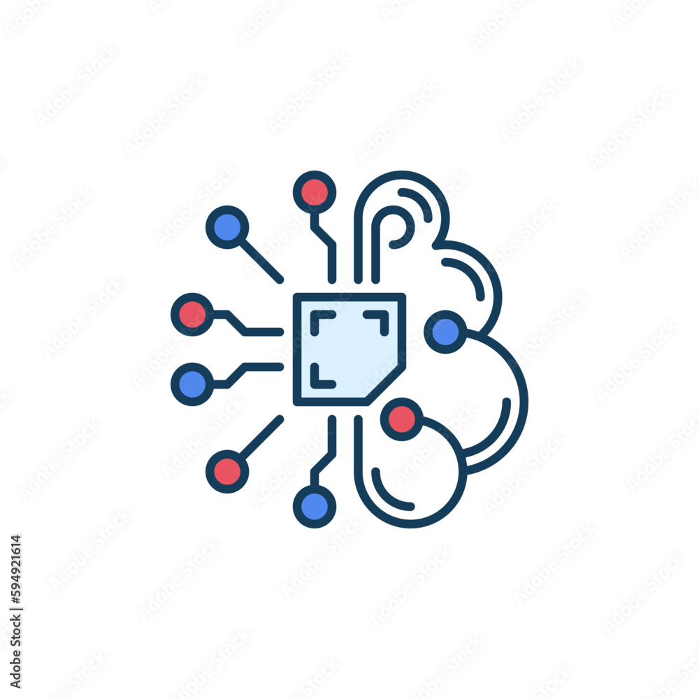 Poster artificial intelligence brain vector ai concept colored icon