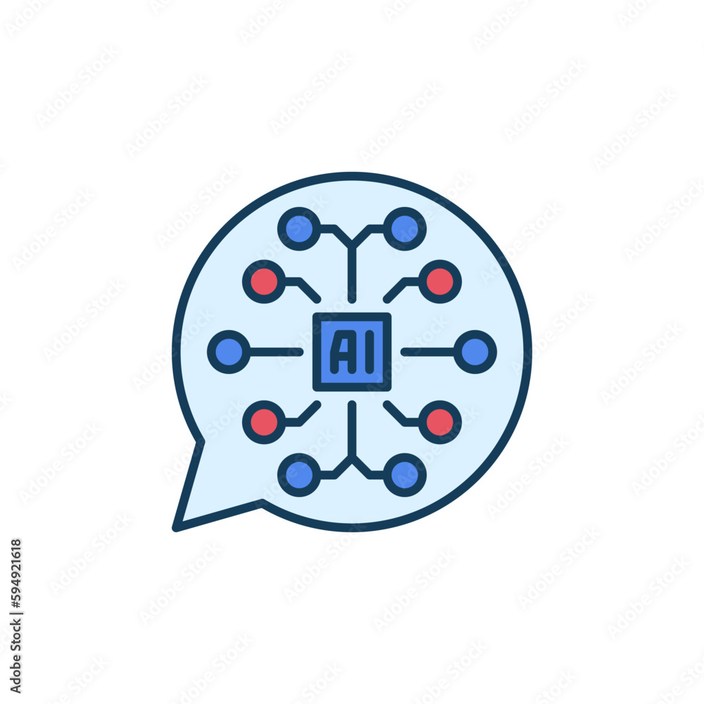 Poster ai speech bubble vector artificial intelligence brain concept colored round icon