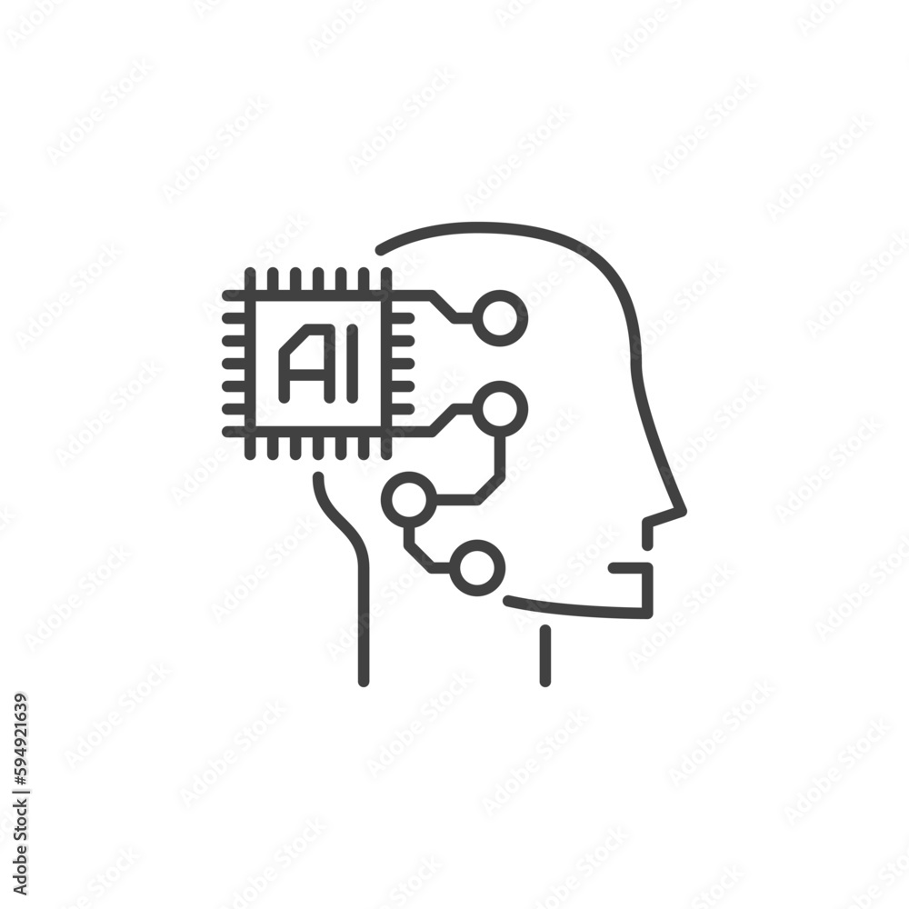 Aufkleber head with ai chip vector artificial intelligence concept line icon