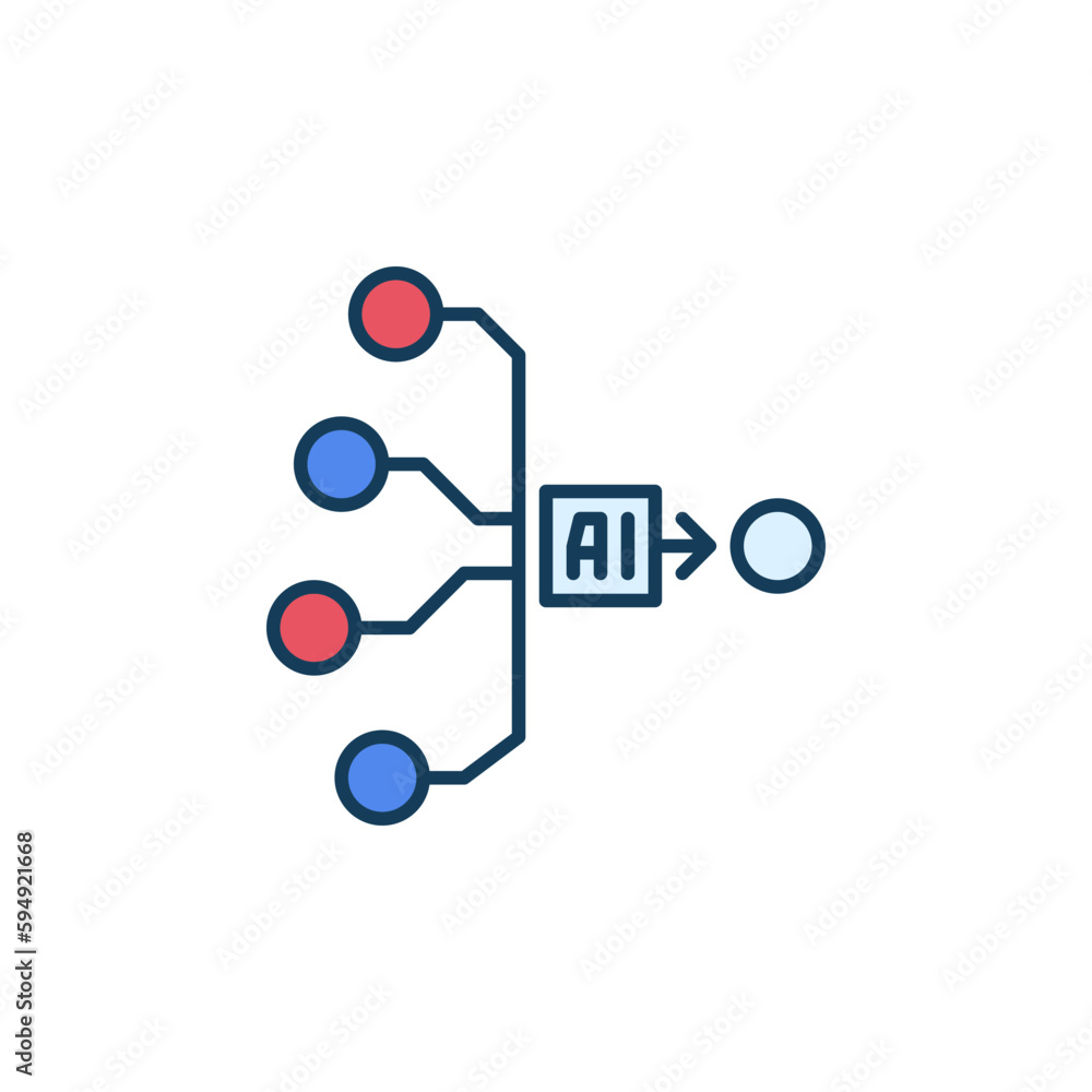 Poster artificial intelligence ai generation vector concept colored icon
