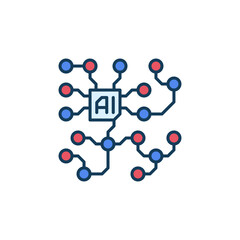 Artificial Intelligence Circuits concept AI vector colored modern icon