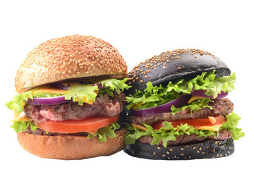 Black and white hamburger isolated