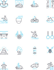 Health and wellness sphere linear icons set. Fitness, Nutrition, Yoga, Meditation, Wellness, Sleep, Stress line vector and concept signs. Exercise,Mindfulness,Diet outline illustrations