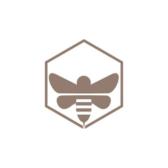 Bee and honeycomb icon isolated on transparent background