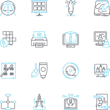 Media world linear icons set. Television, Journalism, Broadcasting, Newspapers, Magazines, Radio, Cinema line vector and concept signs. Streaming,Photography,Advertising outline illustrations