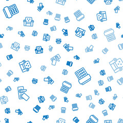 Set line Digital door lock, Telephone handset and Armchair on seamless pattern. Vector