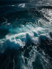Fototapeta na wymiar View waves in the ocean via drone ,generative ai