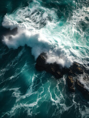 View waves in the ocean via drone ,generative ai