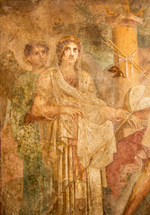 Ancient ornamental italian fresco from pompeii ruins