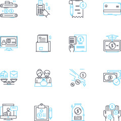 Advanced Analytics linear icons set. Predictive, Machine Learning, Artificial Intelligence, Segmenting, Optimization, Visualization, Clustering line vector and concept signs. Big Data,Data Mining