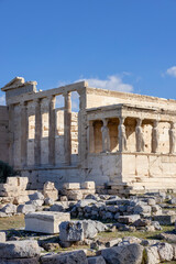 Erechtheion, Temple of Athena Polias on Acropolis of Athens, Greece. View of The Porch of the...