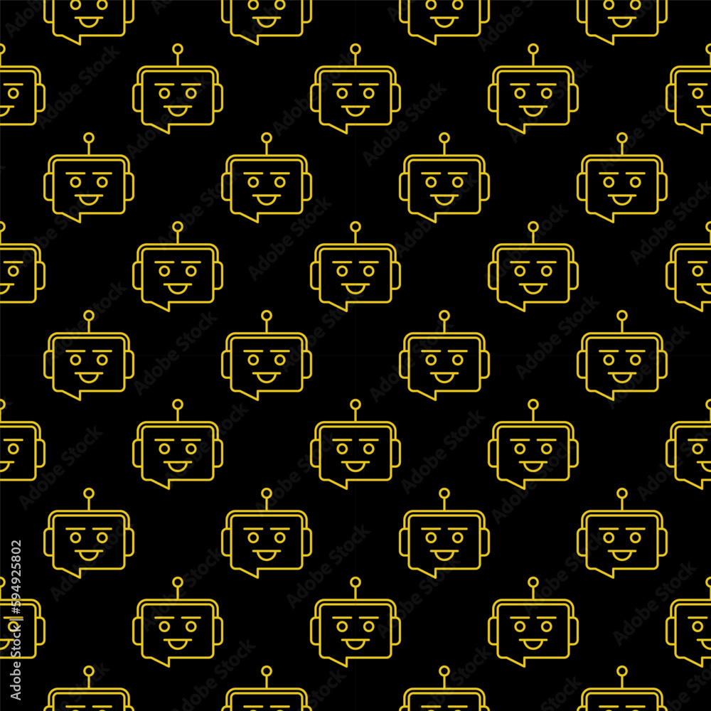 Poster speech bubble chatbot vector concept dark line seamless pattern