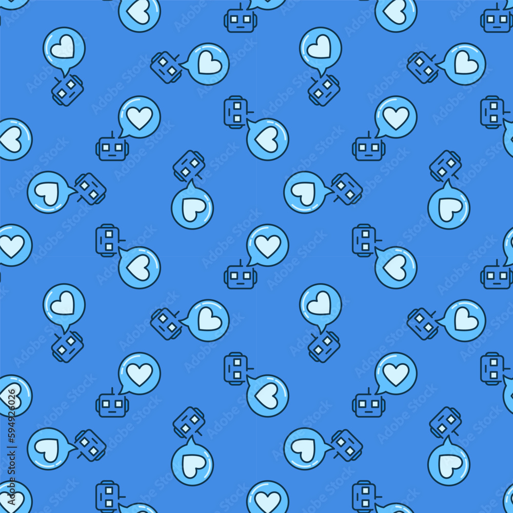 Poster chatbot heart message in speech bubble i love you concept seamless pattern
