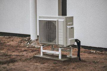 Ground Source Heat Pump Unit. Heat pump on the ground. Heat pump - the efficient source of heat....