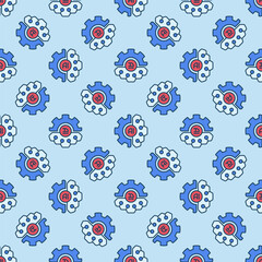 AI Brain with Cog Wheel vector Artificial Intelligence colored seamless pattern
