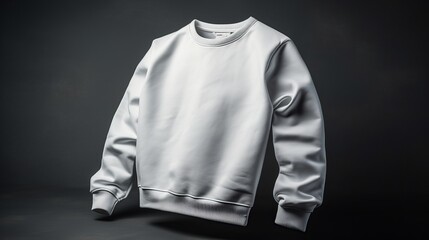 White sweatshirt on gray background. Mock up for advertise. AI generated