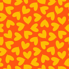 Orange seamless pattern with yellow heart shaped balloon