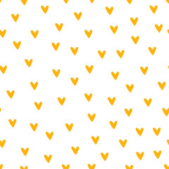 Seamless pattern with yellow hearts