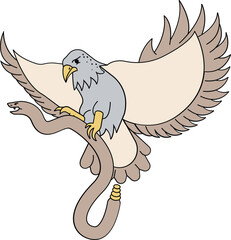 Eagle on branch icon. Cartoon illustration of eagle on branch vector icon for web