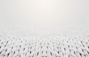 Light knitted plaid texture closeup empty background. AI made surface defocus distance.