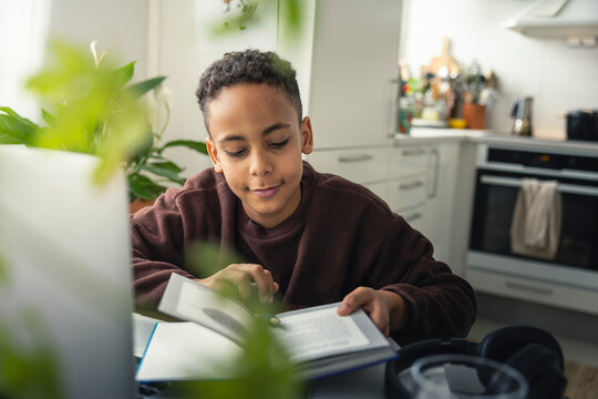 Boy doing homework at home