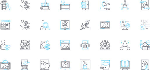 Academy linear icons set. Education, Learning, Instruction, Enrichment, Scholarly, Curriculum, Training line vector and concept signs. Knowledge,Scholars,Study outline illustrations