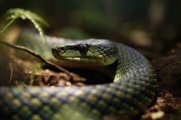 Obraz premium Snake in the garden - Generative AI